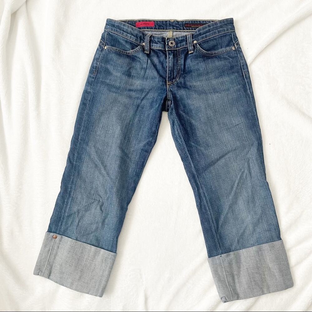 AG Adriano Goldschmied the shorty cropped jeans blue denim cuffed 27 low rise
